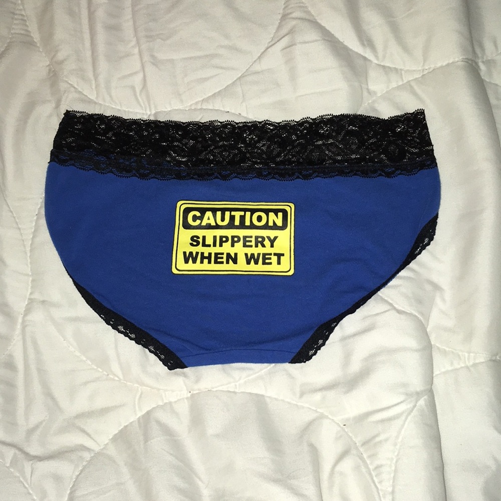 Blue “CAUTION SLIPPERY WHEN WET” Undies